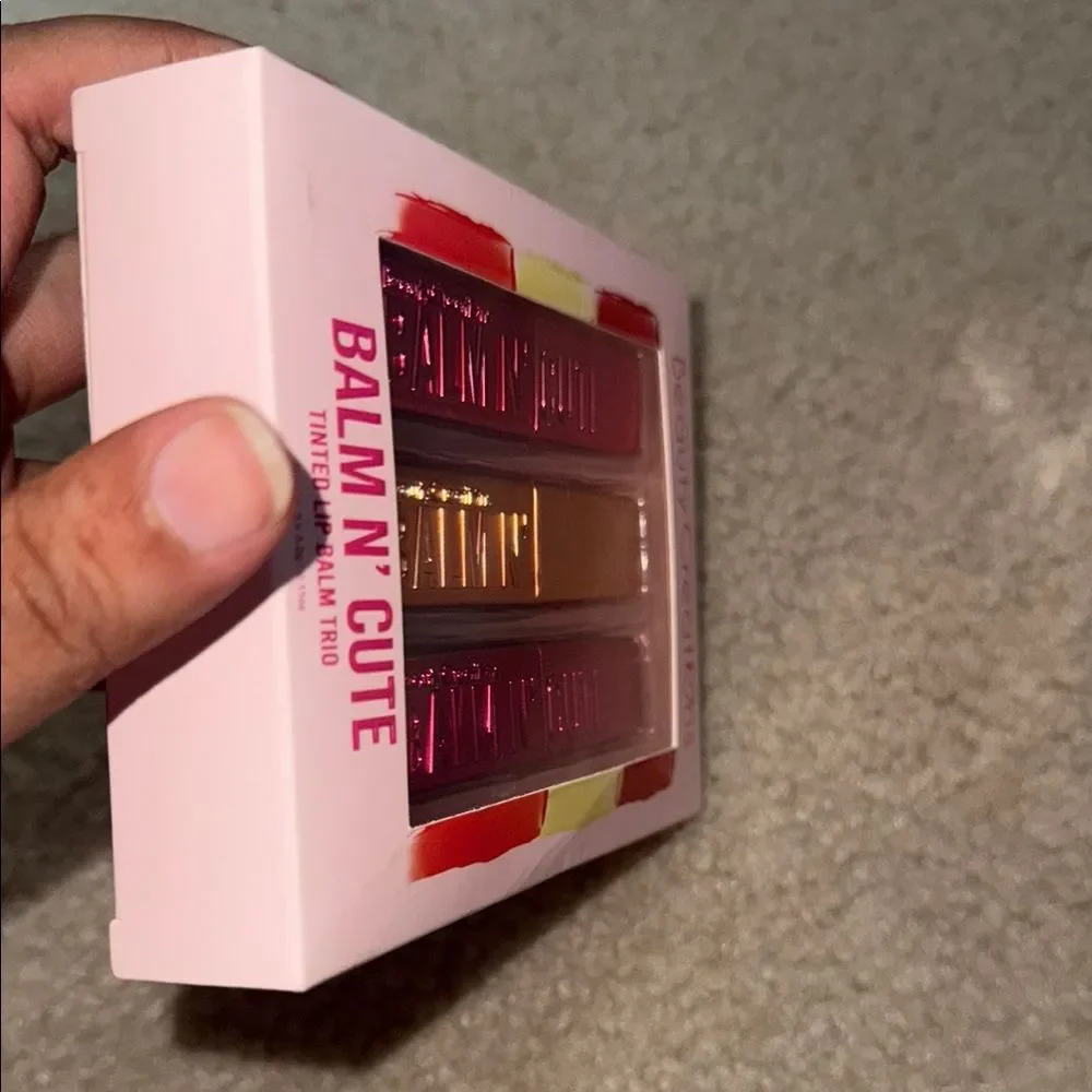 Beauty Creations Pink and Gold balm n cute tinted lip balm trio Set NIP